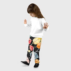 Брюки детские Разноцветные акварельные листья на чёрном, AI, цвет: 3D-принт — фото 2