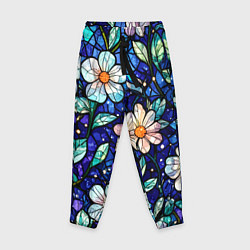 Детские брюки Цветочный тёмно-синий витраж