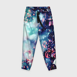 Брюки детские Магические цветы сине-зелёный, цвет: 3D-принт