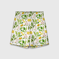 Детские шорты Летний узор лимон ветки листья