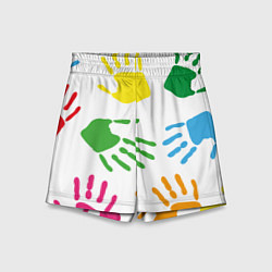 Детские шорты Цветные ладошки - Детский узор