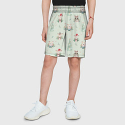 Шорты детские Олени, медведи и еноты, цвет: 3D-принт — фото 2