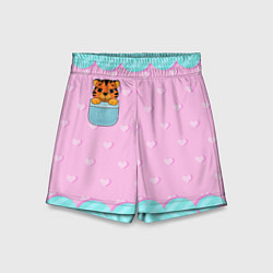 Шорты детские Маленький тигр в кармане, цвет: 3D-принт