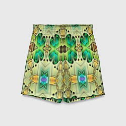 Шорты детские Green abstract 3d, цвет: 3D-принт