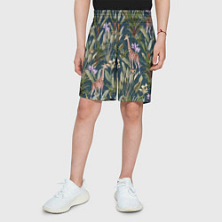Шорты детские Цветы Безвременники и Жирафы, цвет: 3D-принт — фото 2