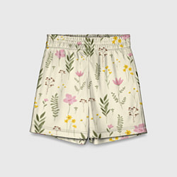 Детские шорты Цветы Нарисованные Дикие