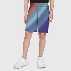 Шорты детские Полосатый коричнево-голубой паттерн, цвет: 3D-принт — фото 2