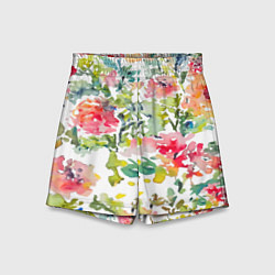 Шорты детские Floral pattern Watercolour Summer, цвет: 3D-принт