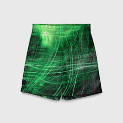 Детские шорты Неоновые волны и линии - Зелёный