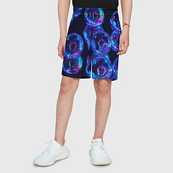 Шорты детские Неоновые сюрреалистичные пузыри - Синий, цвет: 3D-принт — фото 2