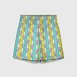 Шорты детские Striped multicolored pattern with hearts, цвет: 3D-принт