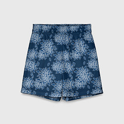 Детские шорты Темно-синий цветочный узор pattern