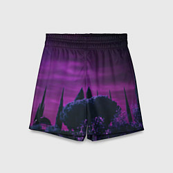Детские шорты Ночное сияние в тёмном лесу - Фиолетовый