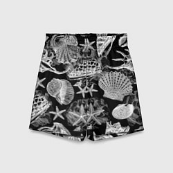 Шорты детские Композиция из ракушек, кораллов и морских звёзд, цвет: 3D-принт