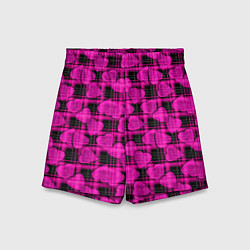 Шорты детские Black and pink hearts pattern on checkered, цвет: 3D-принт