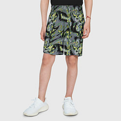 Шорты детские Черный, серые, желтые каракули, цвет: 3D-принт — фото 2