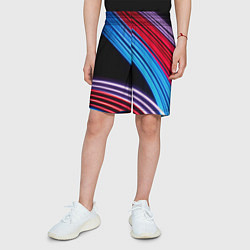 Шорты детские Красные и голубые абстрактные линии, цвет: 3D-принт — фото 2