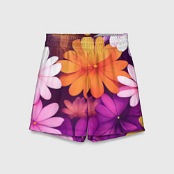 Шорты детские Яркие фанстастические цветы, цвет: 3D-принт