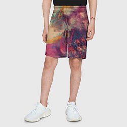 Шорты детские Множество красок - Розовый, красный, жёлтый, цвет: 3D-принт — фото 2