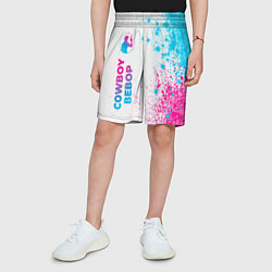 Шорты детские Cowboy Bebop neon gradient style: по-вертикали, цвет: 3D-принт — фото 2