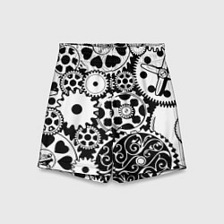 Шорты детские Шестеренки в черно-белом стиле, цвет: 3D-принт