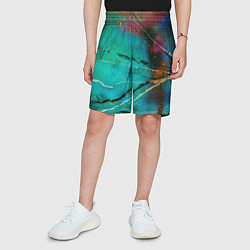 Шорты детские Светло-зелёный туман, краски и тени, цвет: 3D-принт — фото 2