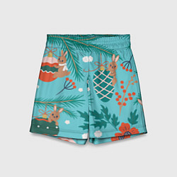 Шорты детские Кролики на ёлочке, цвет: 3D-принт