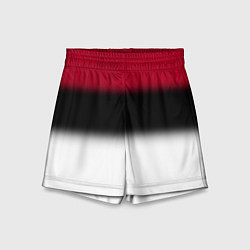 Шорты детские Размытый полосатый узор черный красный белый, цвет: 3D-принт