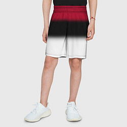 Шорты детские Размытый полосатый узор черный красный белый, цвет: 3D-принт — фото 2