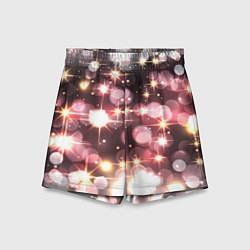 Шорты детские Сияние розовых и золотых блесток на черном фоне, цвет: 3D-принт