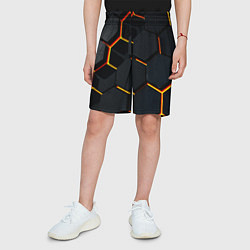 Шорты детские Плиты стиль соты киберпанк, цвет: 3D-принт — фото 2