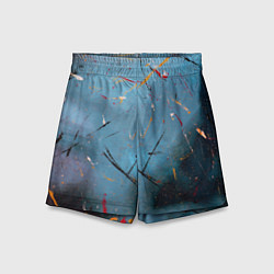 Шорты детские Тёмно-синий абстрактный туман и краски, цвет: 3D-принт