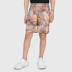 Шорты детские Текстура розового мрамора на камнях, цвет: 3D-принт — фото 2