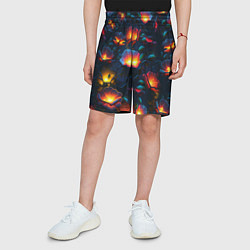 Шорты детские Светящиеся цветы, цвет: 3D-принт — фото 2