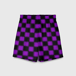 Детские шорты Фиолетовый черный узор Шахматка