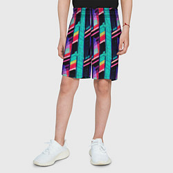 Шорты детские Этажи в стиле аниме 90х - паттерн, цвет: 3D-принт — фото 2