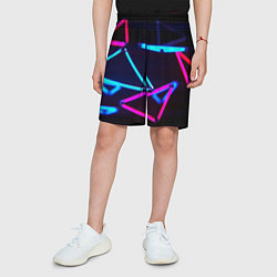 Шорты детские Неоновые фигуры ночь, цвет: 3D-принт — фото 2