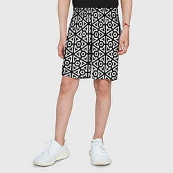 Шорты детские Чёрный и белый ромбический паттерн, цвет: 3D-принт — фото 2