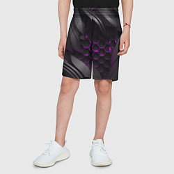 Шорты детские Черные объекты с фиолетовой сеткой, цвет: 3D-принт — фото 2