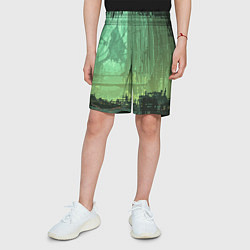 Шорты детские Пиксельный киберпанк пейзаж иллюстрация, цвет: 3D-принт — фото 2