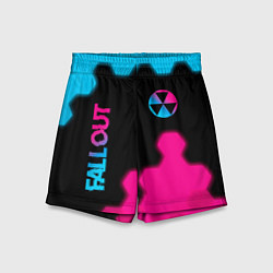 Детские шорты Fallout - neon gradient: надпись, символ