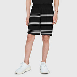 Шорты детские Полосы чёрный, цвет: 3D-принт — фото 2