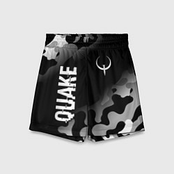 Детские шорты Quake glitch на темном фоне: надпись, символ