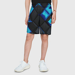 Шорты детские Черные и синие плитки, цвет: 3D-принт — фото 2