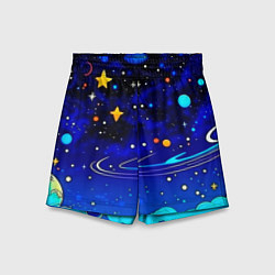 Детские шорты Мультяшный космос темно-синий