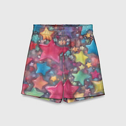 Детские шорты Разноцветные новогодние звёзды
