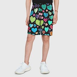 Шорты детские Сердечный принт - нейросеть, цвет: 3D-принт — фото 2
