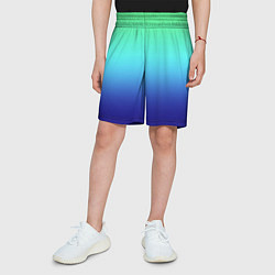 Шорты детские Градиент зелёно-синий, цвет: 3D-принт — фото 2