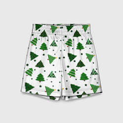 Детские шорты Узор с зелеными елочками