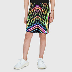 Шорты детские Зеркальный неоновый паттерн - нейросеть, цвет: 3D-принт — фото 2